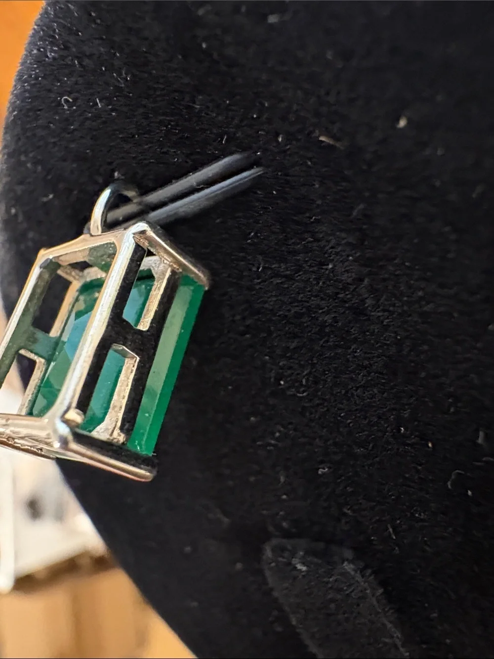 Emerald Green Onyx Rectangular Pendant Necklace set in Sterling Silver. Hespera
